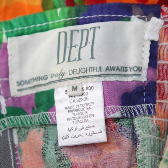 DEPT Strapless Floral Sheath Dress Abstract Bright Print Stretch Smocked Party - Picture 8 of 13